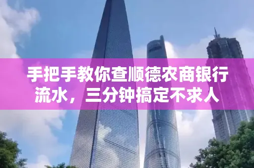 手把手教你查顺德农商银行流水,三分钟搞定不求人